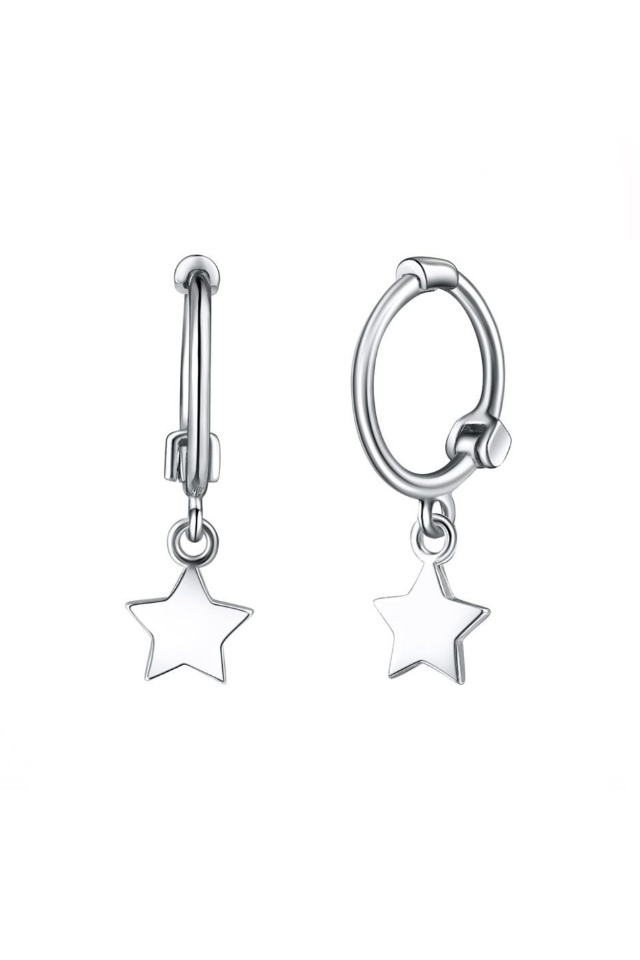 Cercei rotunzi din argint 925 Eternity Star cu stelute