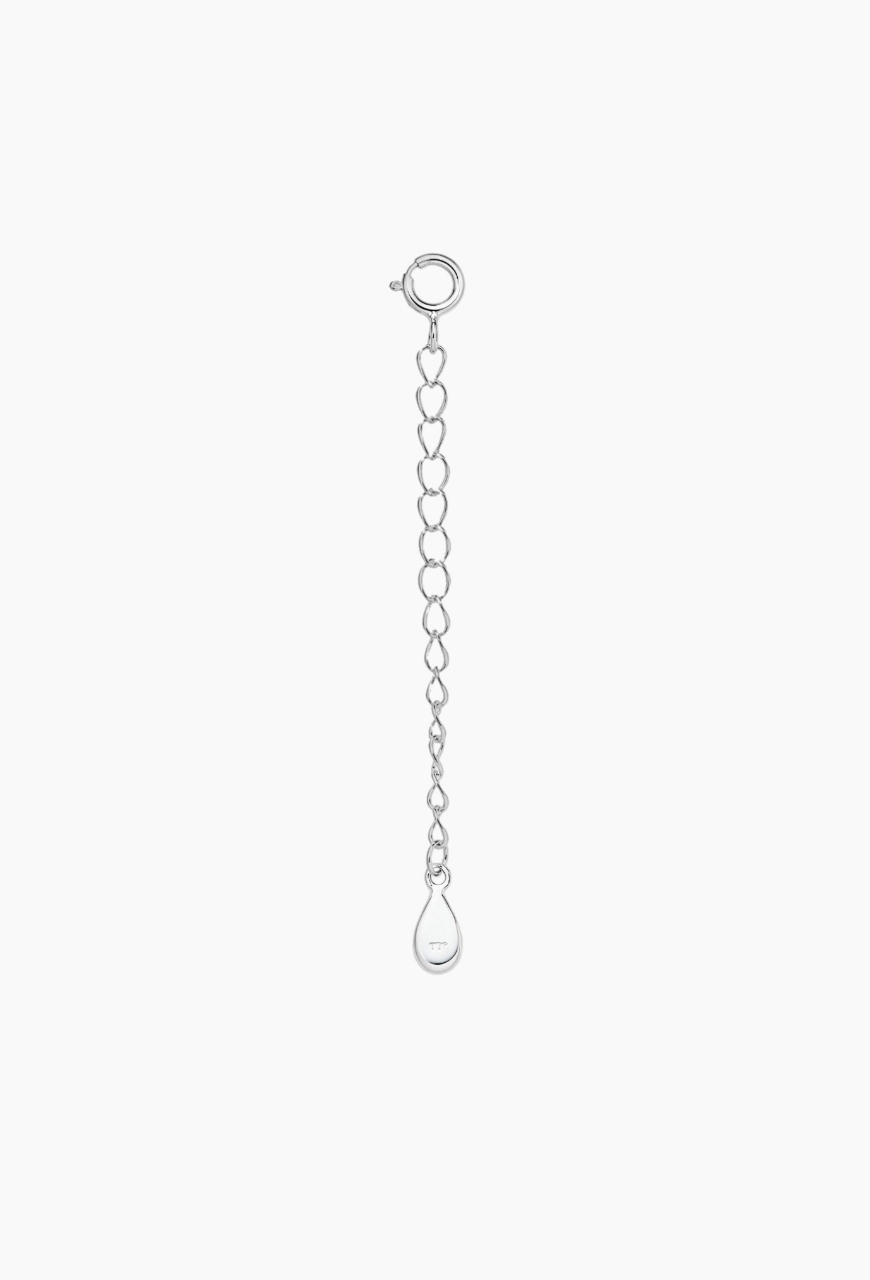 Prelungire din argint 925 rodiat cu terminatie in forma de lacrima si cheita de prindere, 5 cm