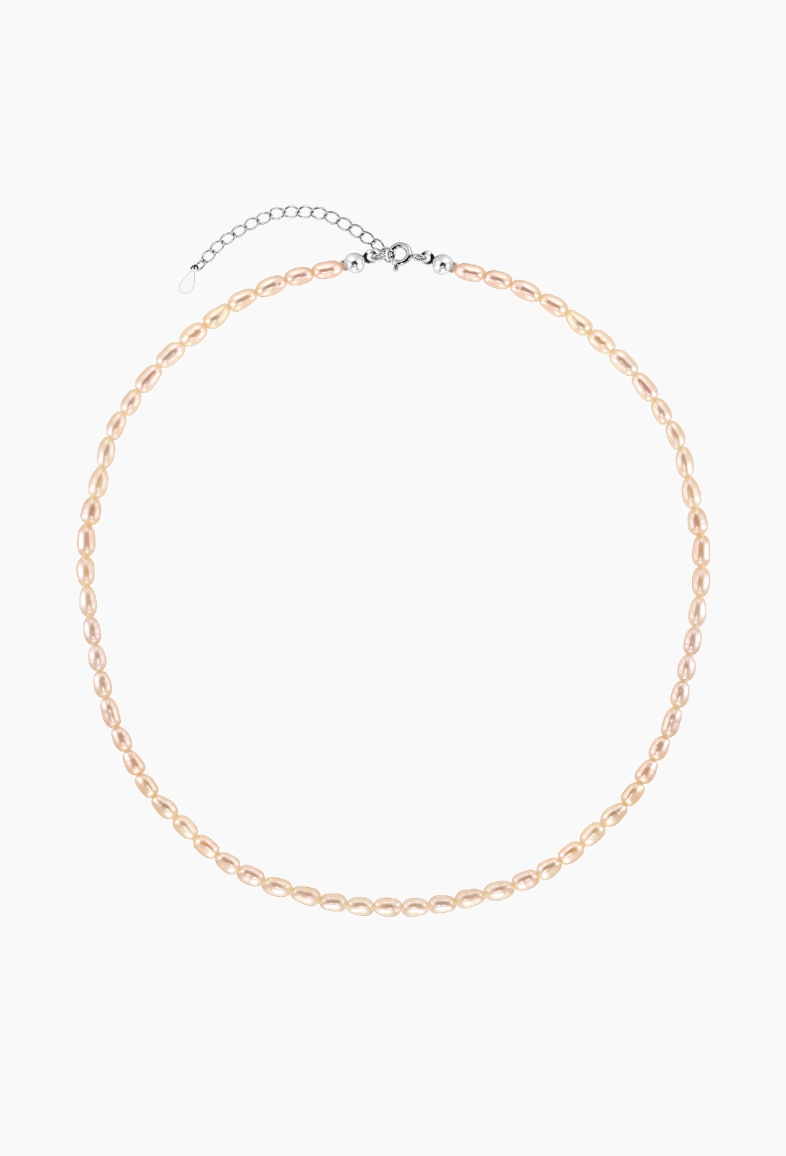 Colier din perle naturale de cultura de 5x7 mm piersica