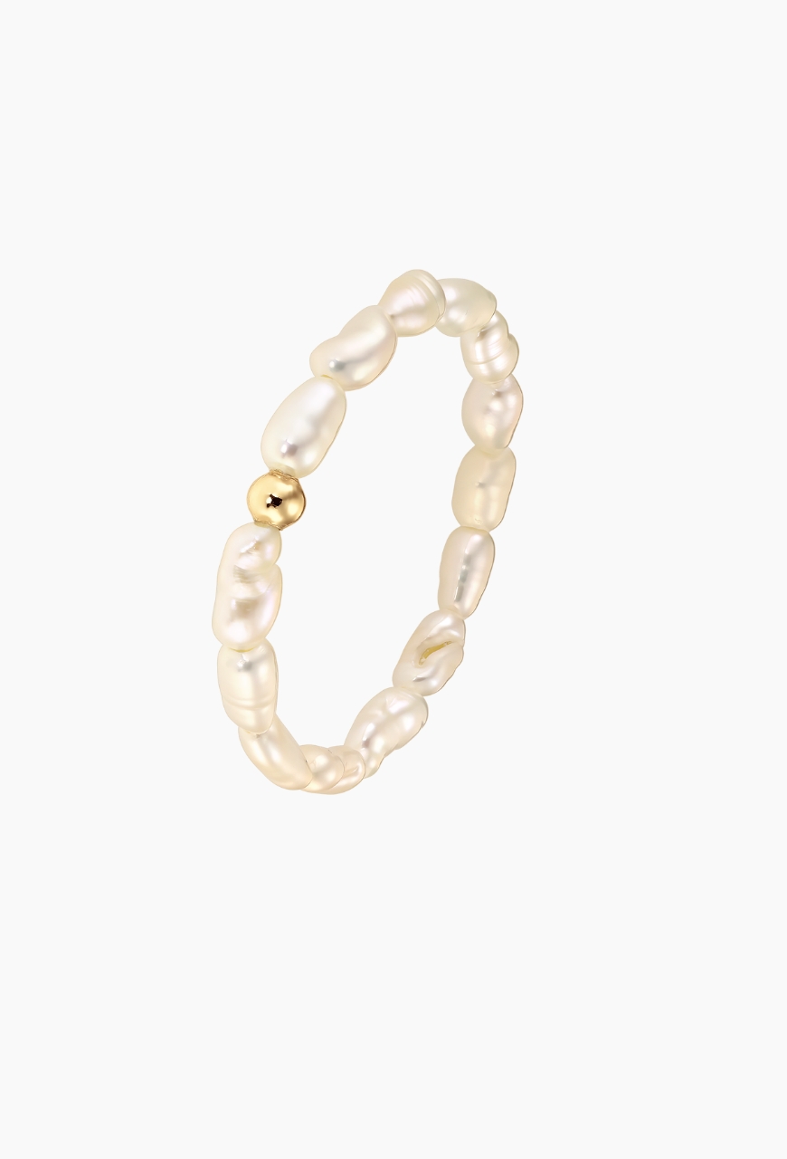 Inel Sweet Pearl cu perle de cultura si biluta aurie
