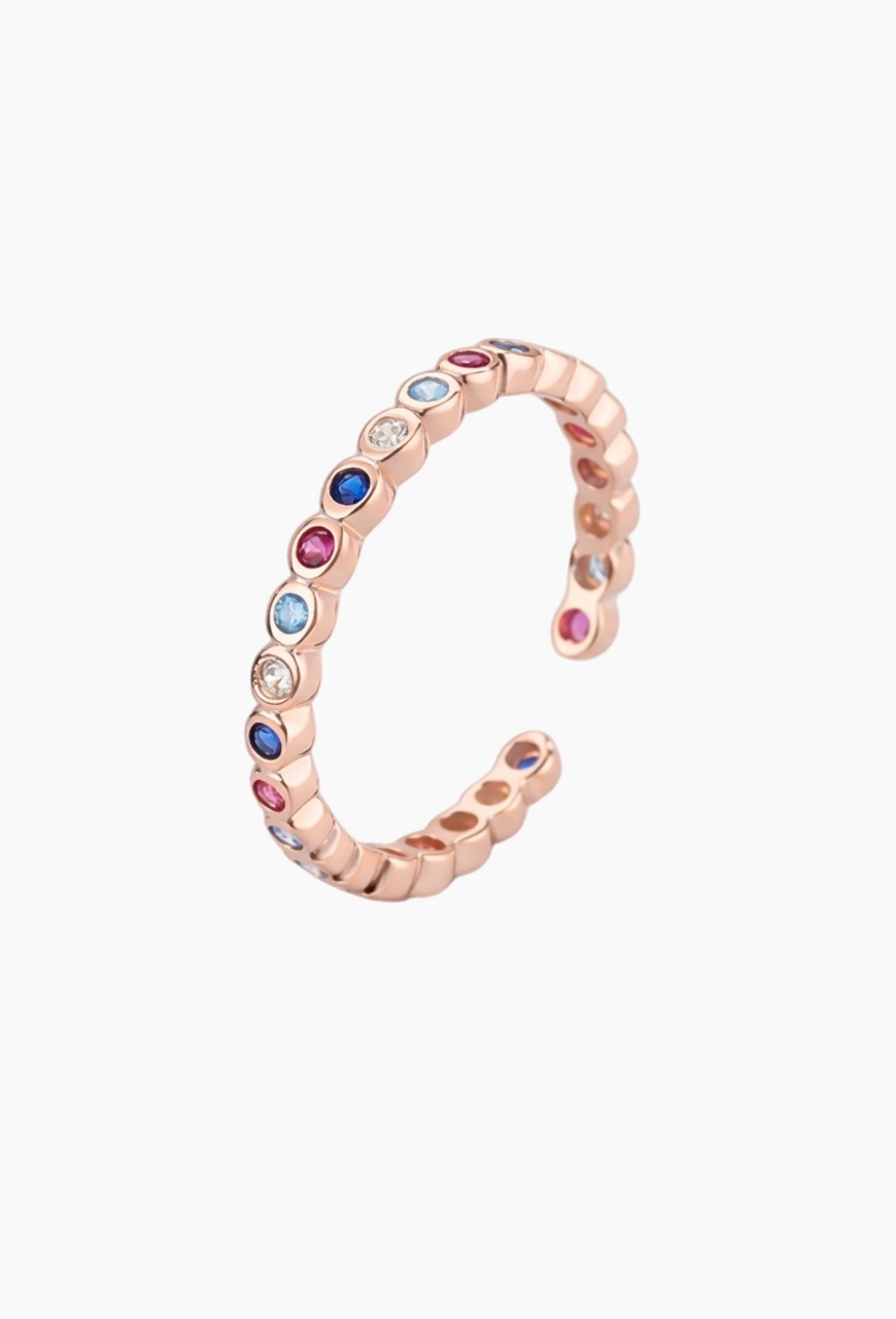 Inel din argint 925 Reverse auriu rose pietre colorate