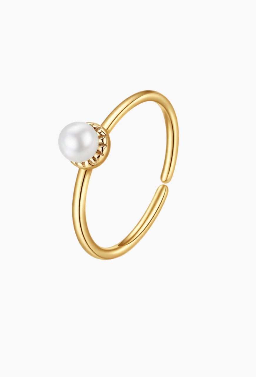Inel din argint 925 Solo Pearl auriu cu perla de sinteza