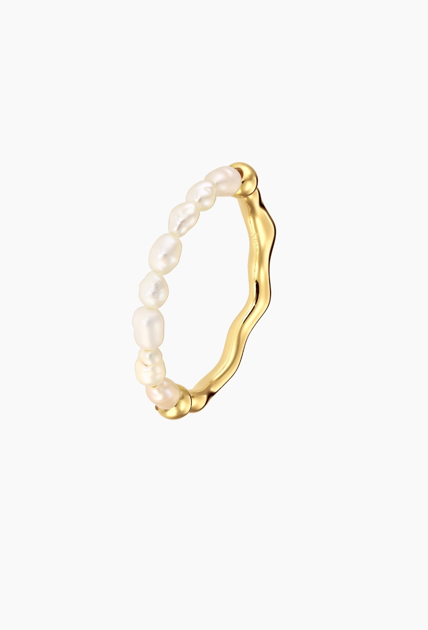 Inel Master Pearl auriu cu perle de cultura 3 x 5 mm, masura ajustabila