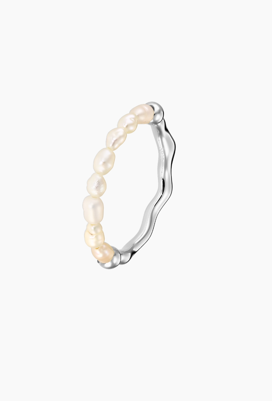 Inel Master Pearl argintiu cu perle de cultura 3 x 5 mm, masura ajustabila