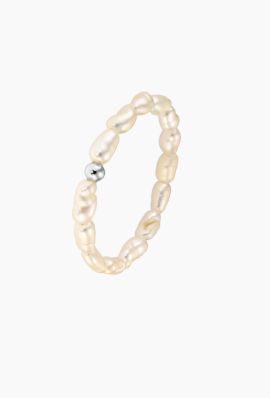 Inel Sweet Pearl cu perle de cultura si biluta argintie