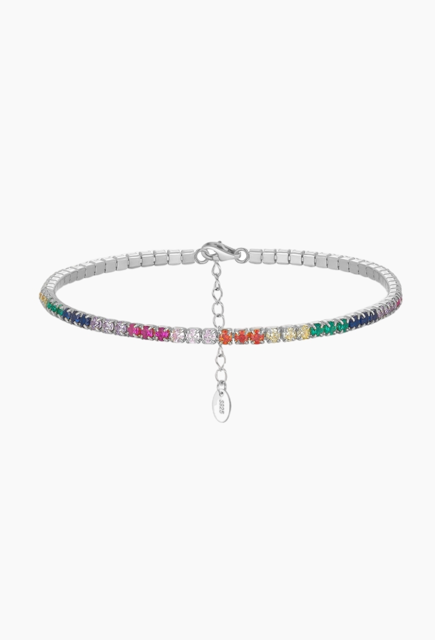Bratara Tennis Mini din argint 925 cu pietre de zirconiu multicolore