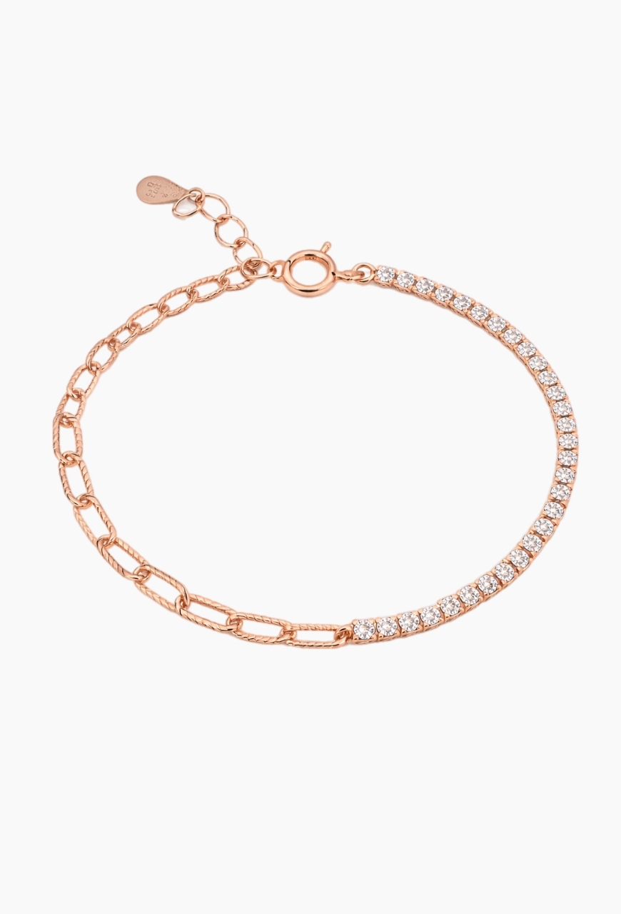 Bratara din argint 925 Crystal Chain auriu rose