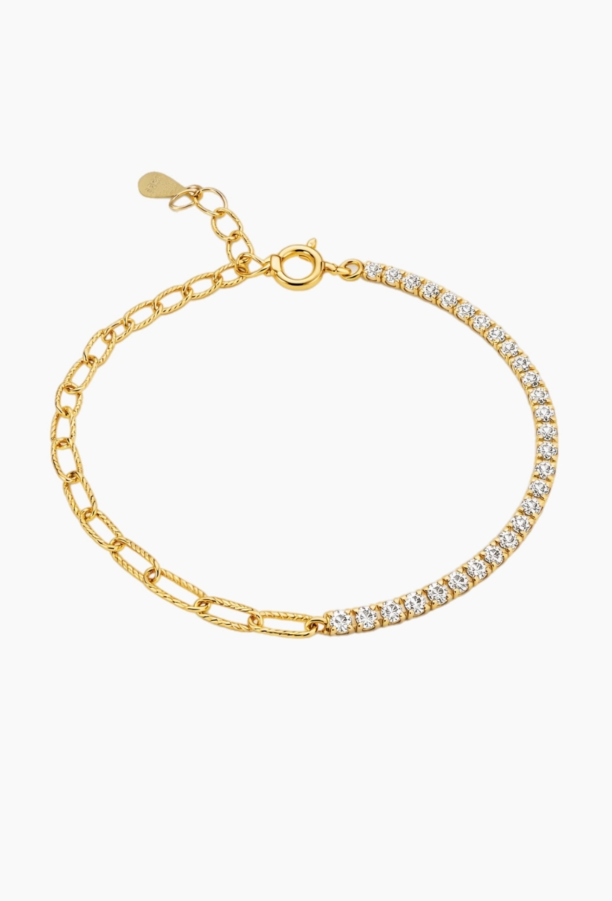 Bratara din argint 925 Crystal Chain aurie