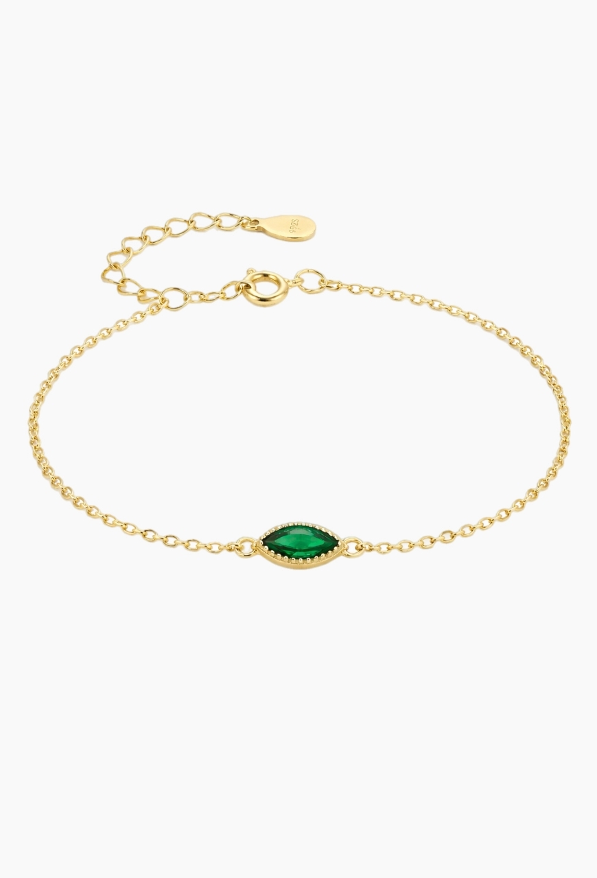Bratara glezna picior Green Eye aurie din argint 925