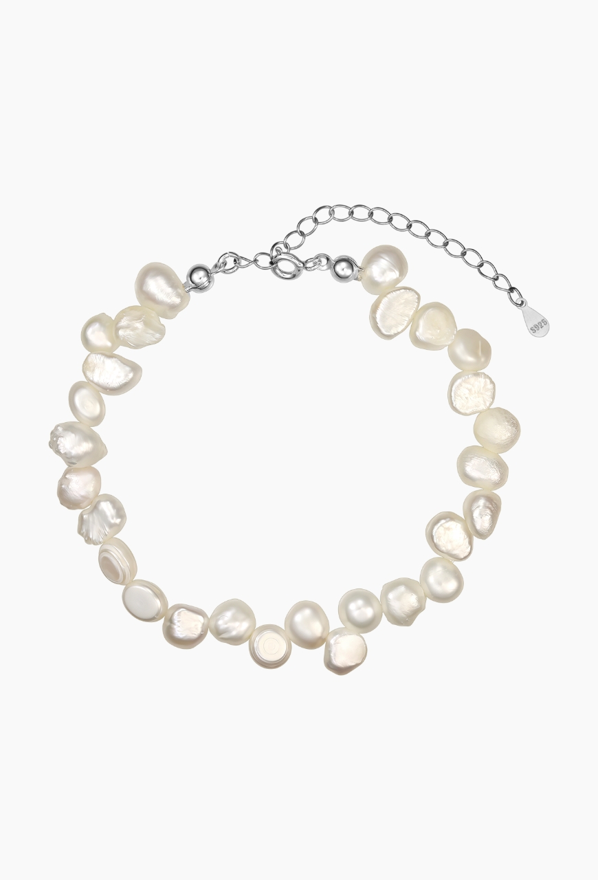 Bratara Paradise din perle naturale albe de 6-7 mm