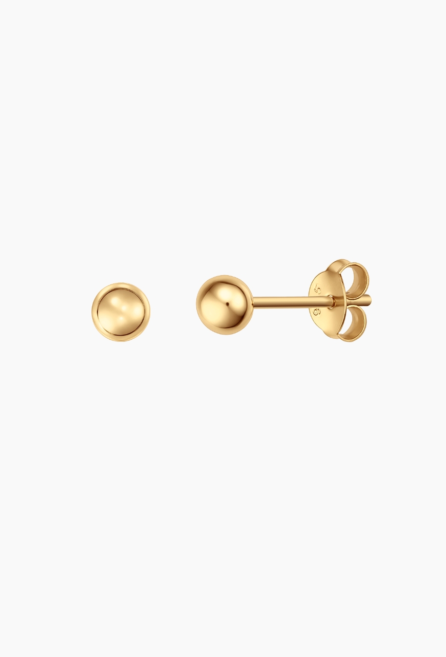 Cercei din argint 925 Round Ball rotunzi placati cu aur 14K
