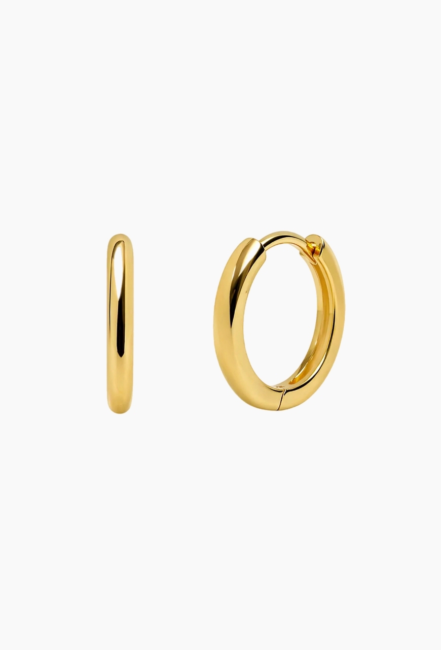 Cercei rotunzi din argint 925 Essential Hoops aurii masura M, diametru 1.3 cm