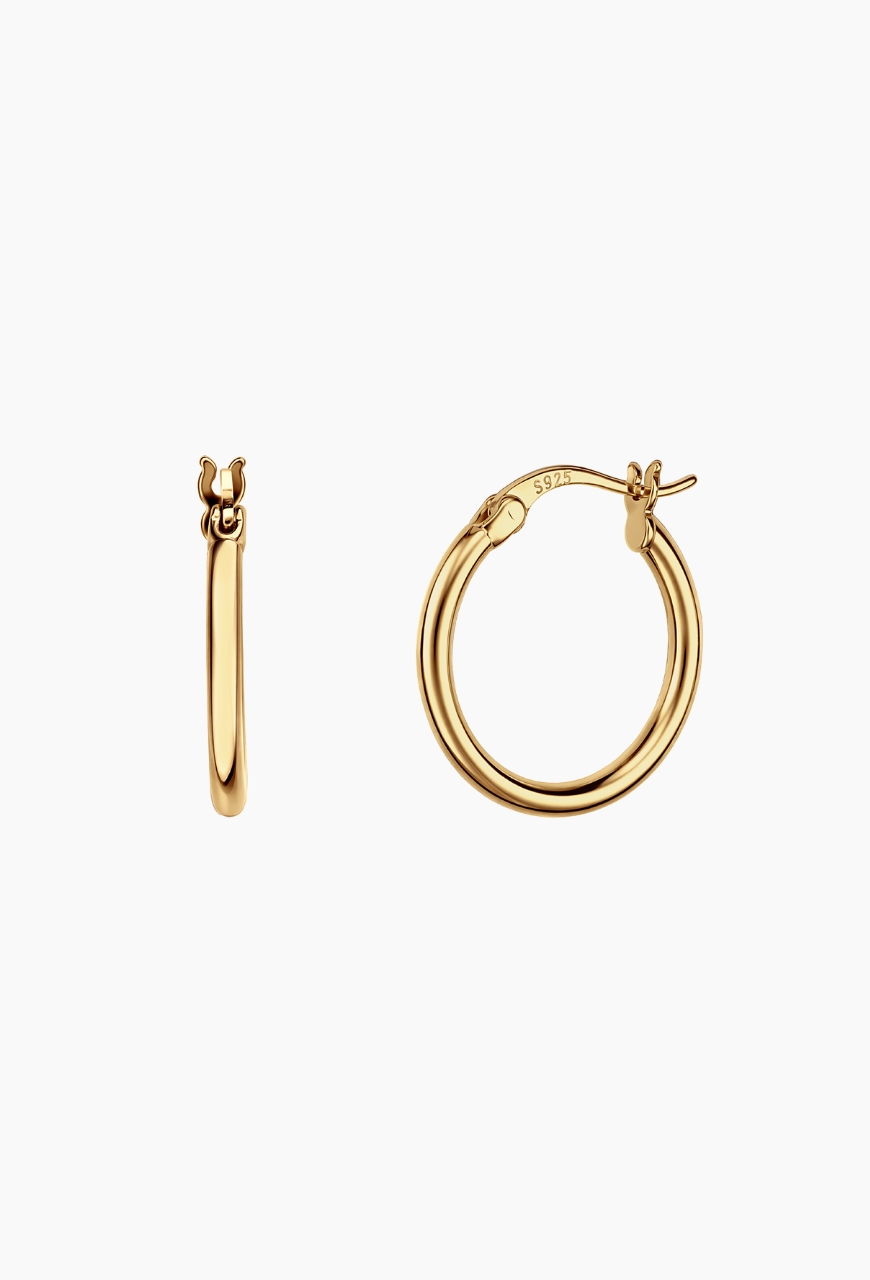 Cercei rotunzi din argint 925 Hoops aurii, M