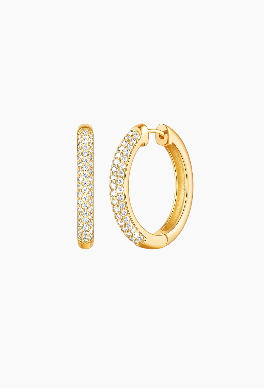 Cercei Double Zircon Hoops din argint 925, aurii