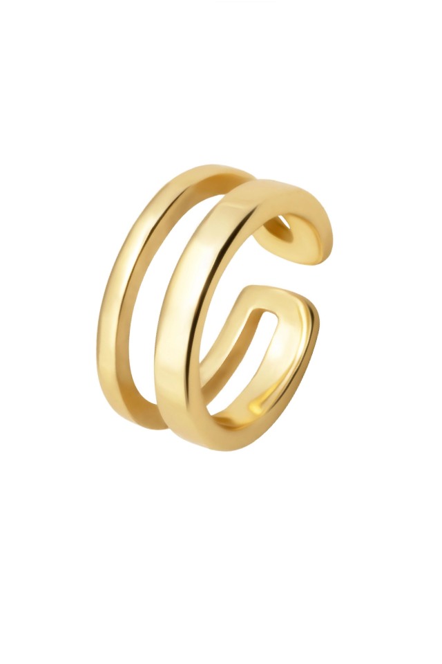 Cercel din argint 925 Double Measure tip ear cuff auriu