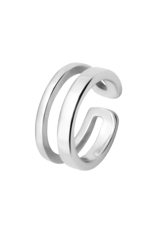 Cercel din argint 925 Double Measure tip ear cuff argintiu