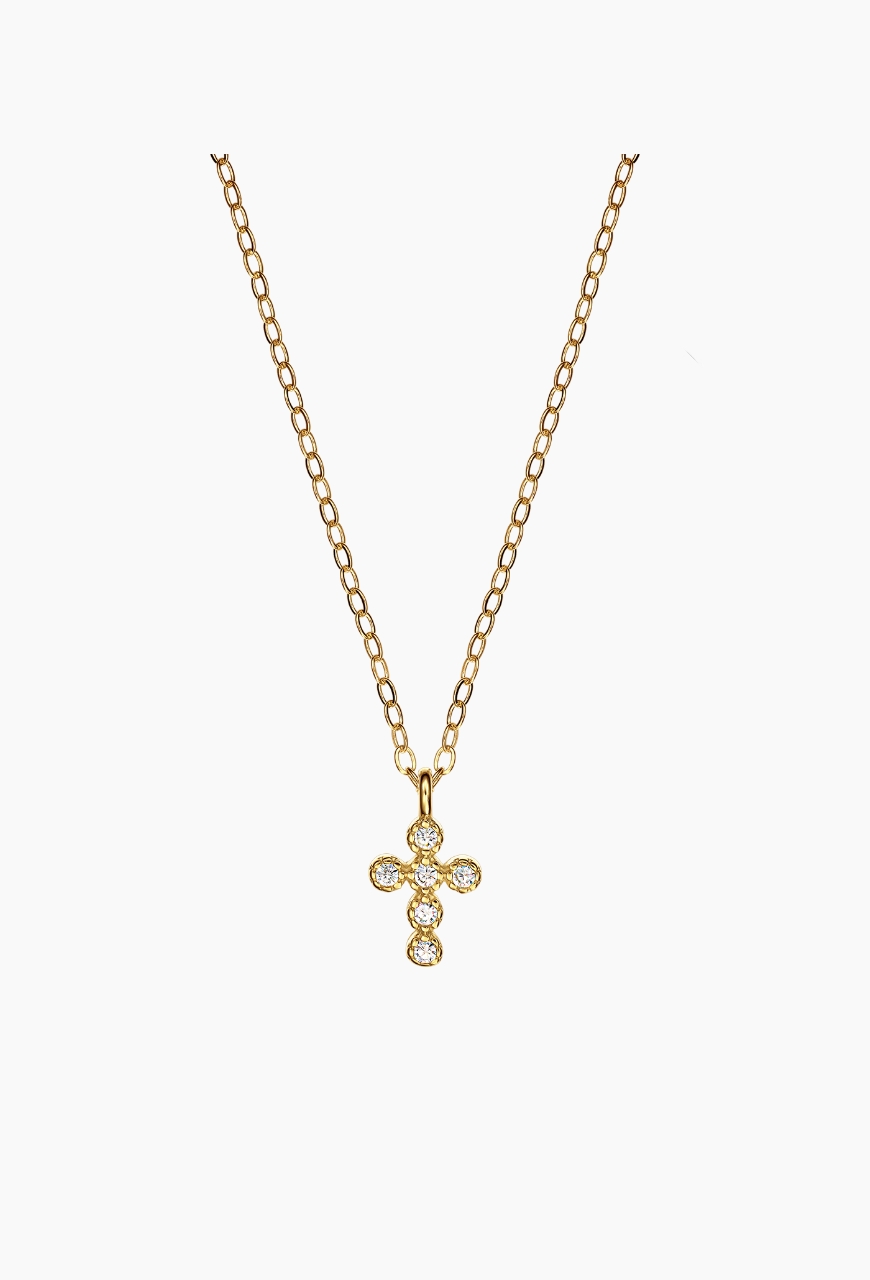 Lant din argint 925 Mini Cross auriu