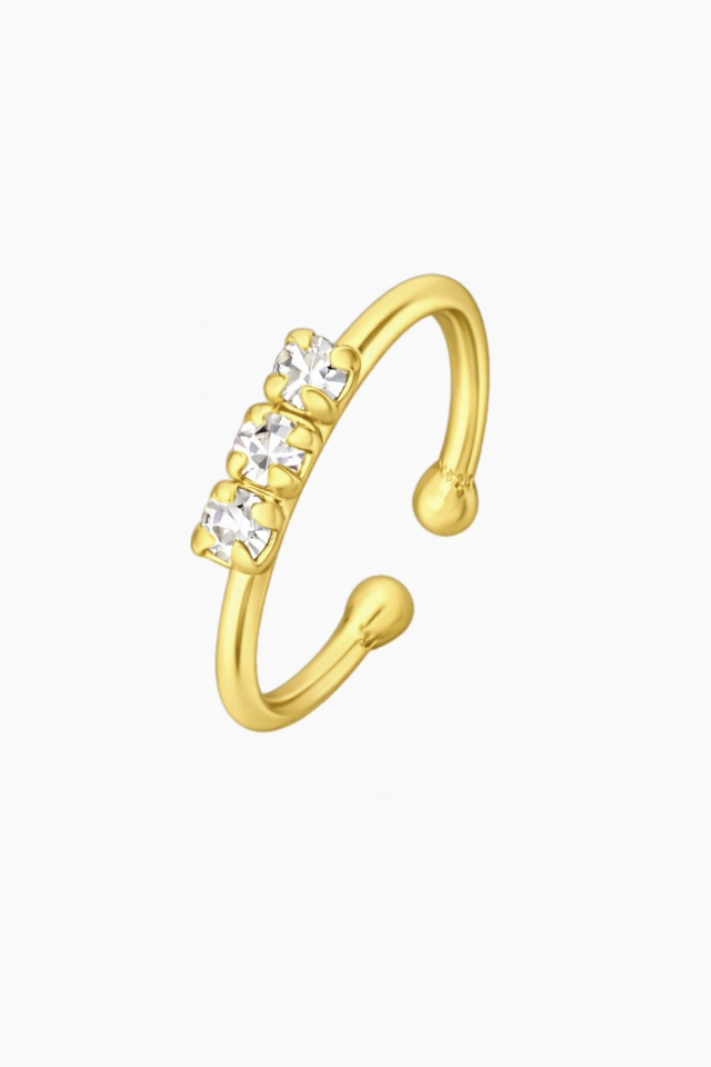 Cercel din argint 925 Zircon Ring tip ear cuff auriu placat cu Aur