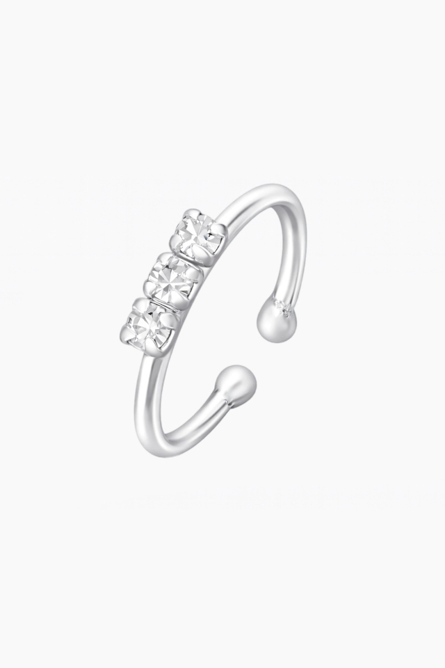 Cercel din argint 925 Zircon Ring tip ear cuff argintiu
