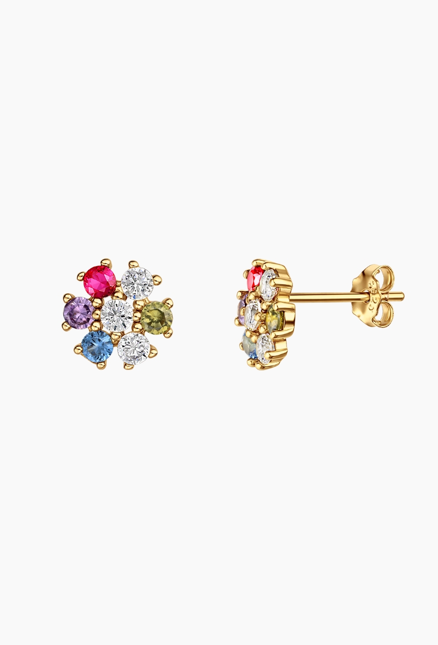 Cercei din argint 925 Rainbow Flower aurii