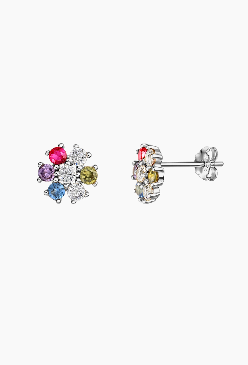 Cercei din argint 925 Rainbow Flower argintii