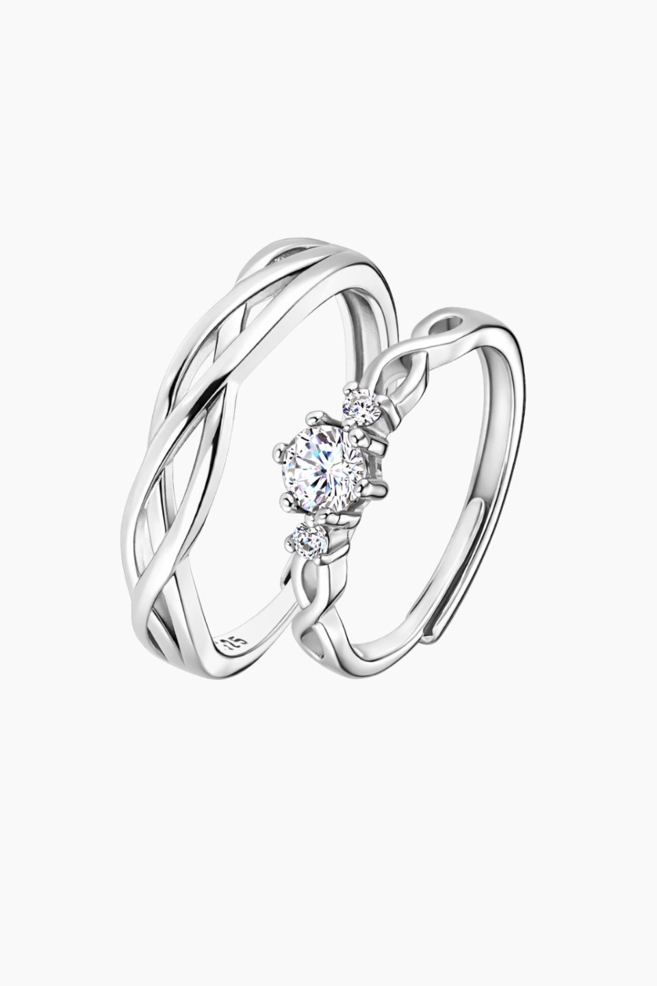 Set 2 Inele din Argint 925 Braided Love