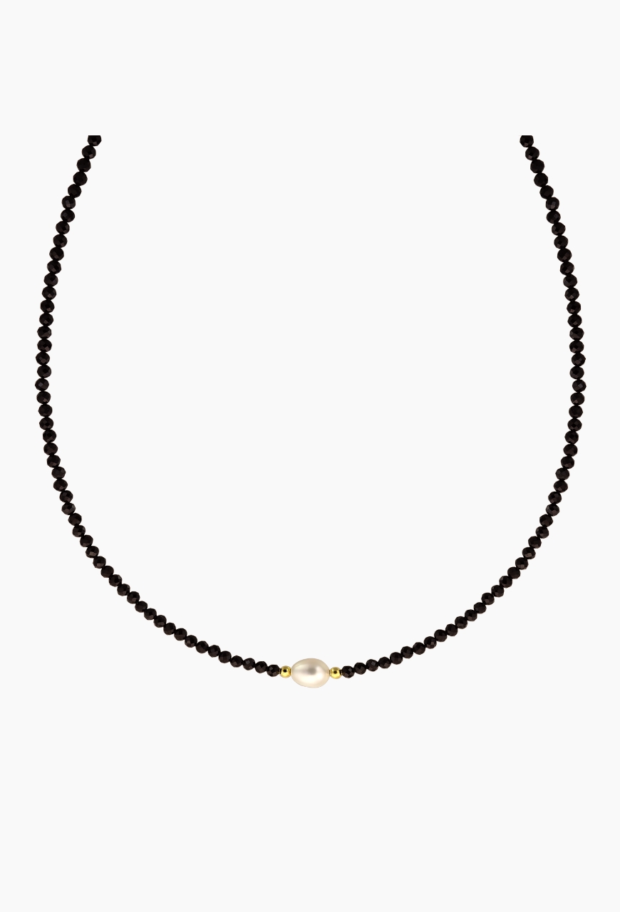 Colier la baza gatului Queen Pearl din spinel negru