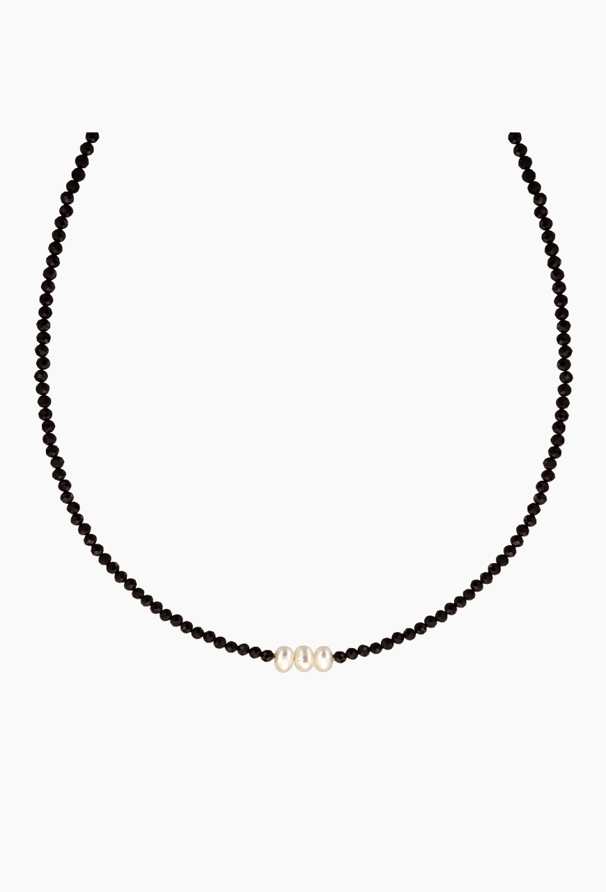 Colier la baza gatului Triolette Pearl din spinel negru