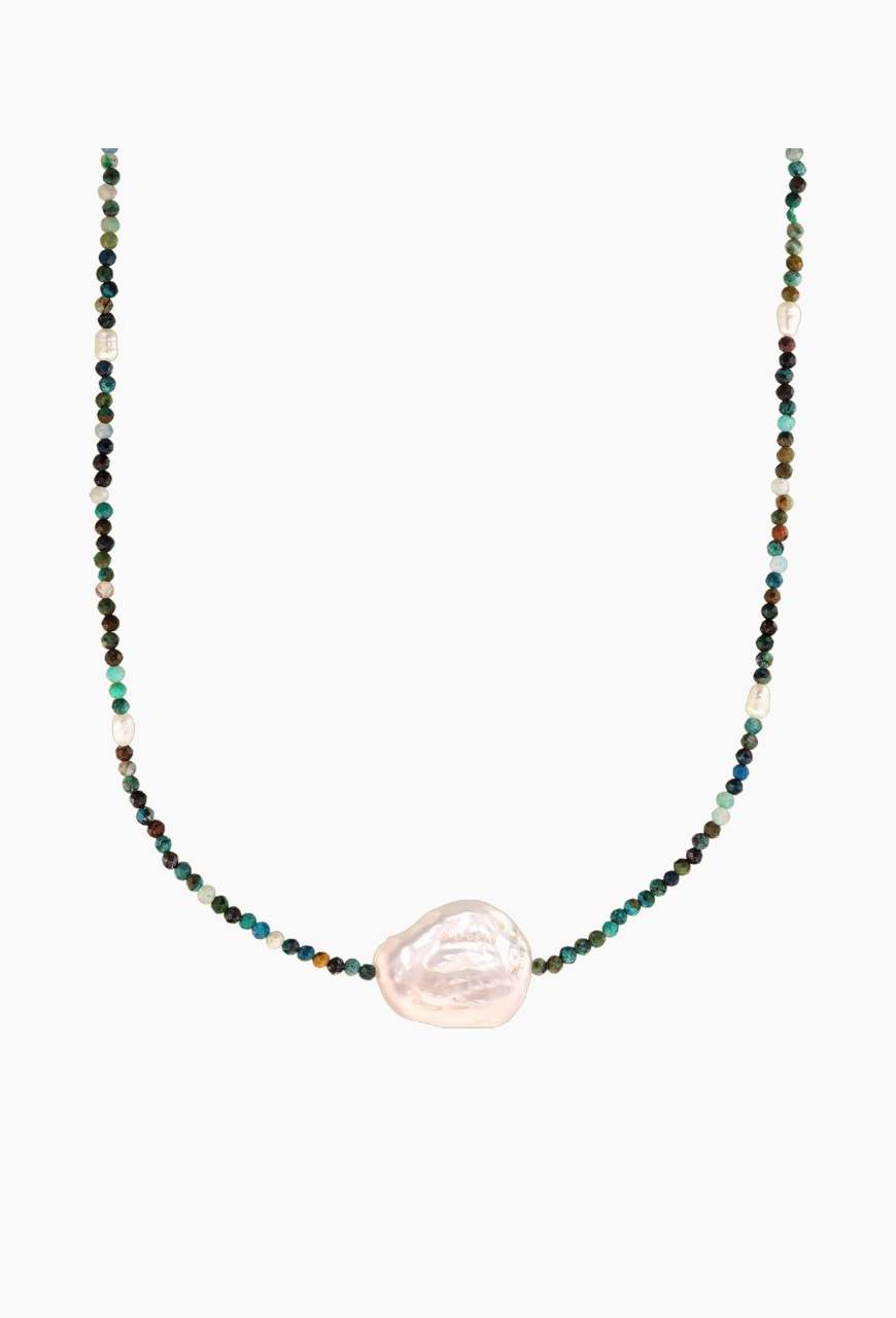 Colier la baza gatului Oceanus din azurit multicolor