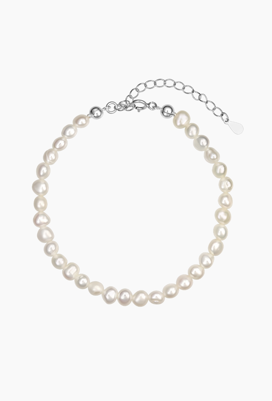 Bratara glezna din perle naturale albe de 5 mm