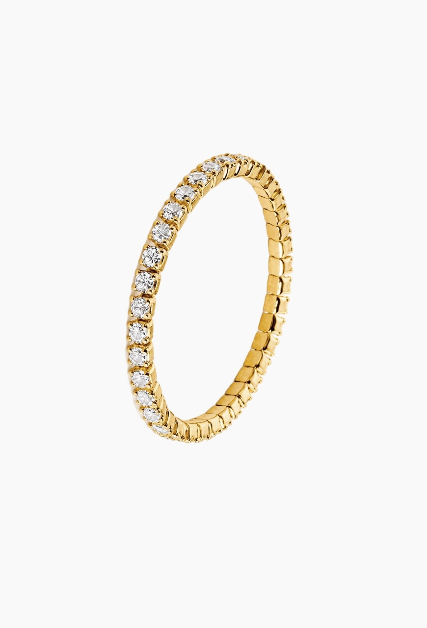 Inel din argint 925 Tennis Chain auriu